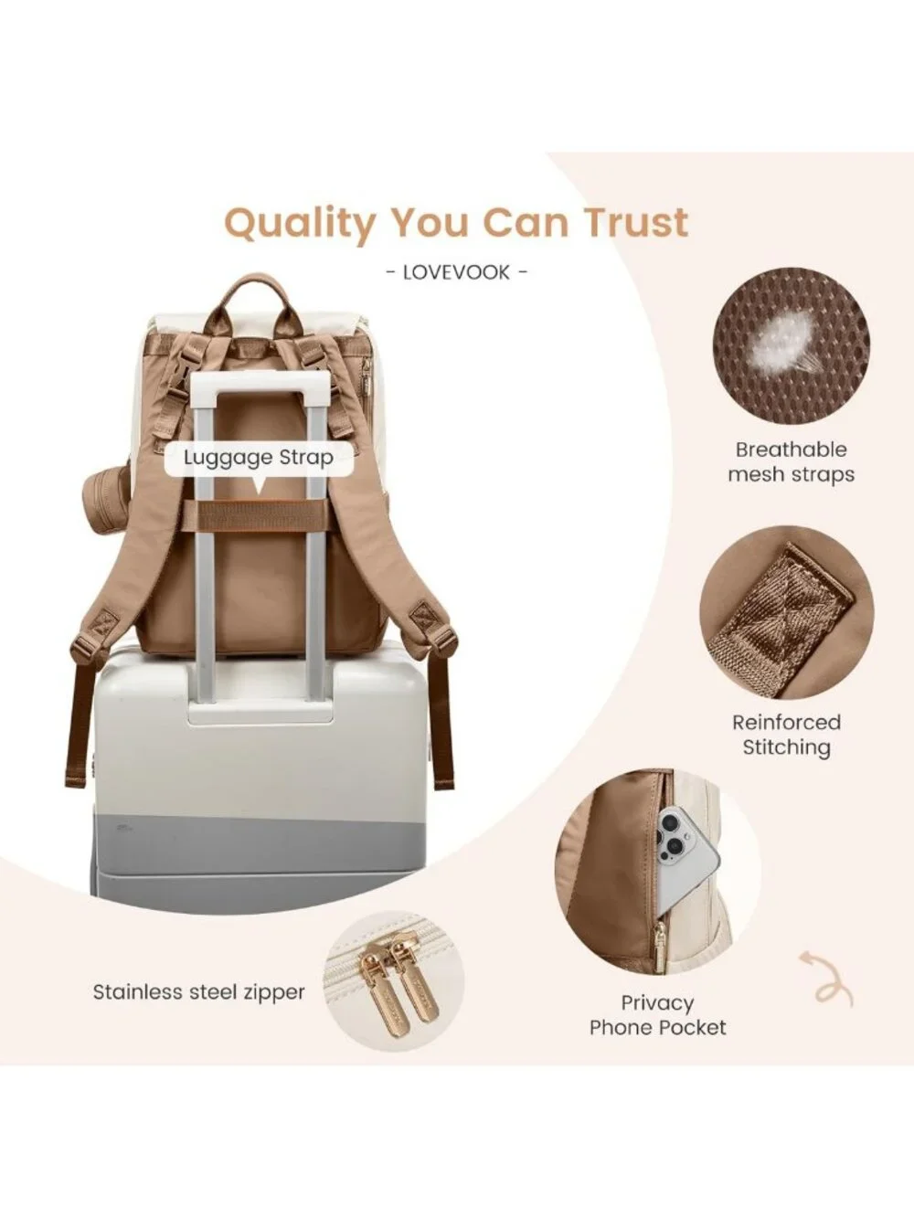 Stylish Waterproof Diaper Bag Backpack for Baby Travel, Includes Changing Pad